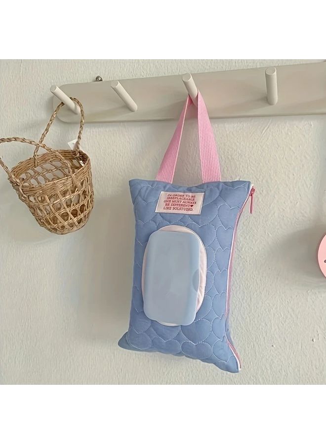 وردي أزرق علبة مناديل سفر محمولة قابلة للطي منظف مناديل مبللة حافظة جيب - Image 2