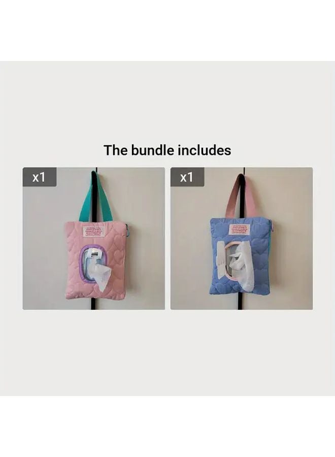 وردي أزرق علبة مناديل سفر محمولة قابلة للطي منظف مناديل مبللة حافظة جيب - Image 1