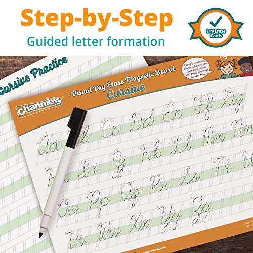 Channie's Visual Dry Erase Magnetic Alphabet Tracing Board for Cursive Letter, Practical Portable Cursive Magnet Tracing Board for Kids, with Color-Coded Blocks & Black Marker, 2 Pack - Image 4