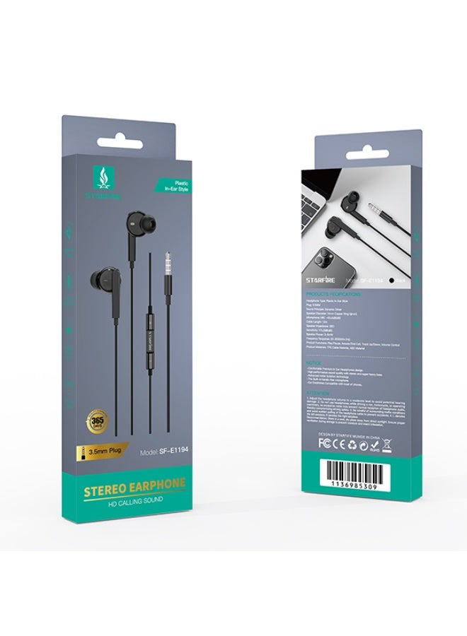 Starfire 3.5mm Wired Earphones with 14mm Dynamic Driver and In-line Mic White/Black Stereo In-ear Headphones - Image 5