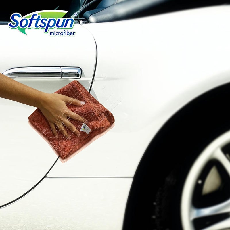 سوفتسبون مناديل تنظيف من القطن الدقيق من نوع SOFTSPUN، مقاس 40x60 سم، مجموعة من 5 قطع، سمك 380 جرام (لون بني). مناديل متعددة الاستخدامات، سميكة وخالية من الشعيرات الزائدة والبقع. - Image 5