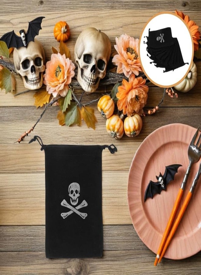 جارنيك مجموعة جارنيك من 20 كيسًا برباط على شكل جمجمة، أكياس حلوى الهالوين، أكياس عملات معدنية مرحة، مثالية لتوزيعات حفلات الهالوين. - Image 5