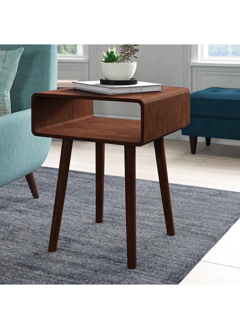 ODEJIA ODEJIA Bedside end Table Open Shelf Sofa Side Table Bedroom Table Tall End Table Rosewood Color Black Brown 