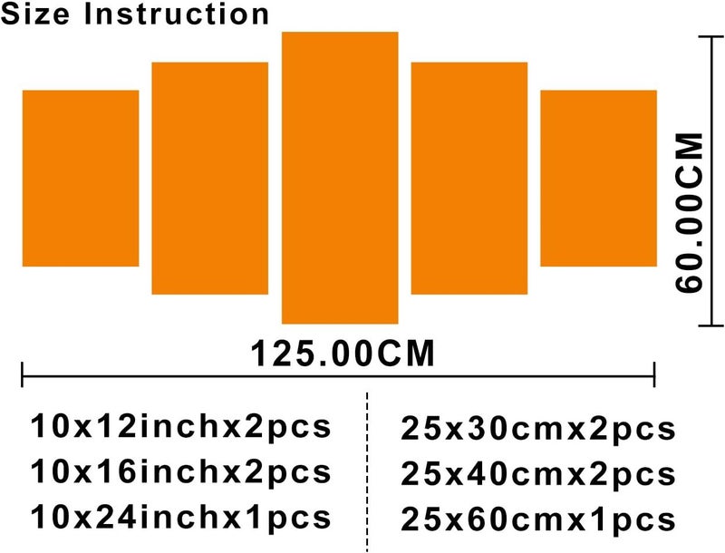 اي ار اس لوحات جدارية مطبوعة على قماش عتيق ملون من ARS، لوحات فنية إسلامية حديثة بخط عربي، 5 لوحات/مجموعة، صور حمام مؤطرة جاهزة للتعليق لتزيين المنزل (50 بوصة عرض × 24 بوصة ارتفاع). - Image 5