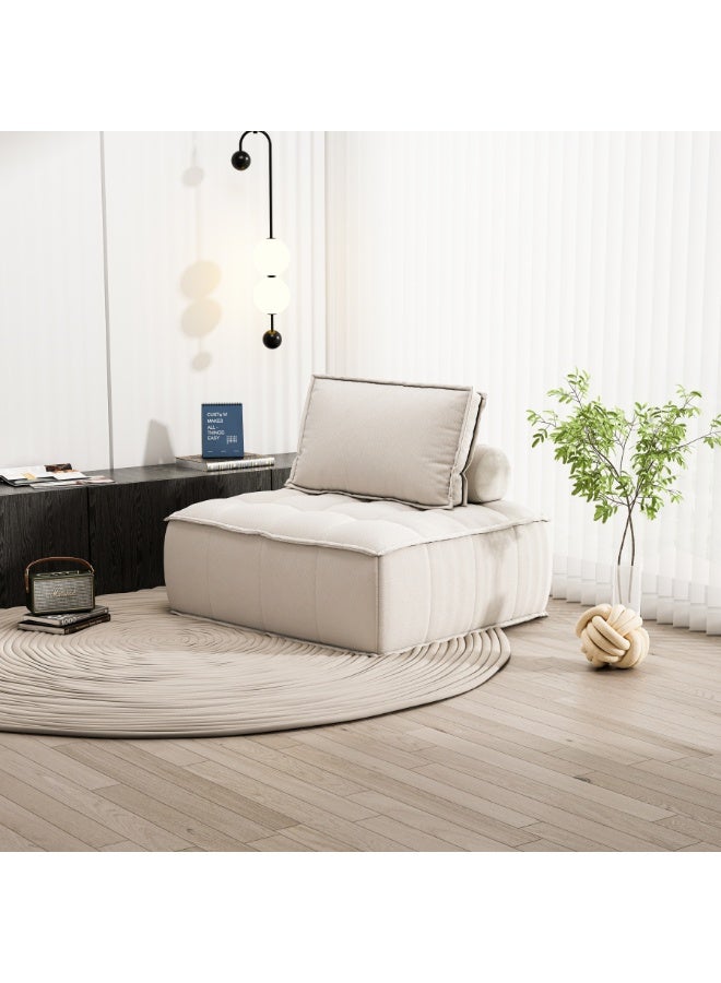 سوكا هوم أريكة مقطعية وحدة، كرسي واحد أرضية حديثة مع اثنين من وسائد الظهر القابلة للإزالة، 1PCS، أبيض - Image 1