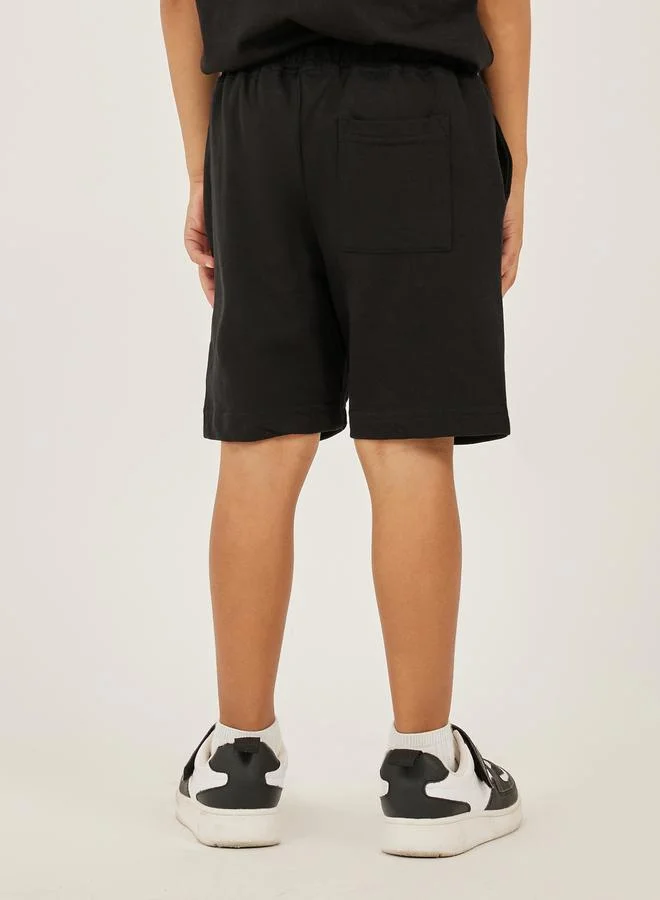 Styli Badge Detail Drawstring Waist Shorts with Side and Back Pockets