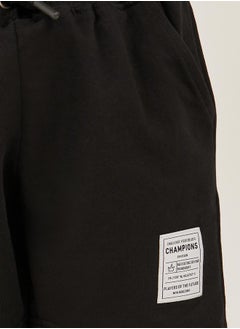 Styli Badge Detail Drawstring Waist Shorts with Side and Back Pockets  - Image 3