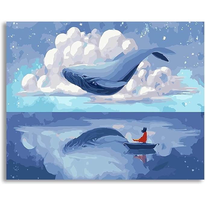 أكس سبرينج الطلاء بالأرقام ، الطلاء الصديق للبيئة حسب مجموعات الأرقام مع الفرش والدهانات الاكريليك ، قماش قطني DIY الرسم الزيتي مجموعات الحرف اليدوية للبالغين والأطفال الطلاب المبتدئين 40 * 50 سم (أزرق)