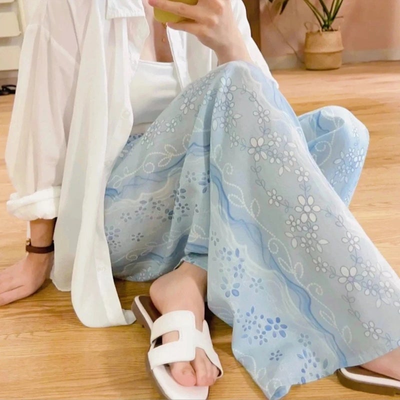 بنطلون بيجاما نسائي من الفسكوز، واسع الساق بقصة كابري - Image 2