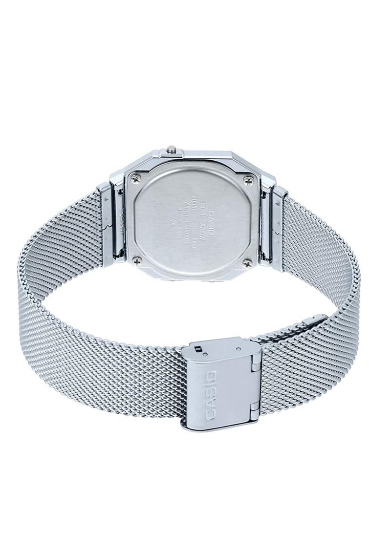 CASIO ساعة يد رقمية من الستانلس ستيل من سلسلة Vintage A-700WM-7ADF باللون الفضي - Image 3