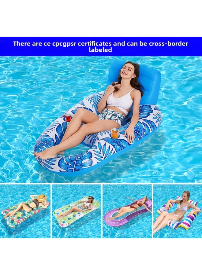 Pool Float - Short striped lounger float (green) Pool Float - With ce/cpc/gpsr certificate - Water Spray Tanning Bed, Thickened Floating Mat, Adult Pool Raft, Summer Beach Lounger, Pool Party Accessory - Image 2