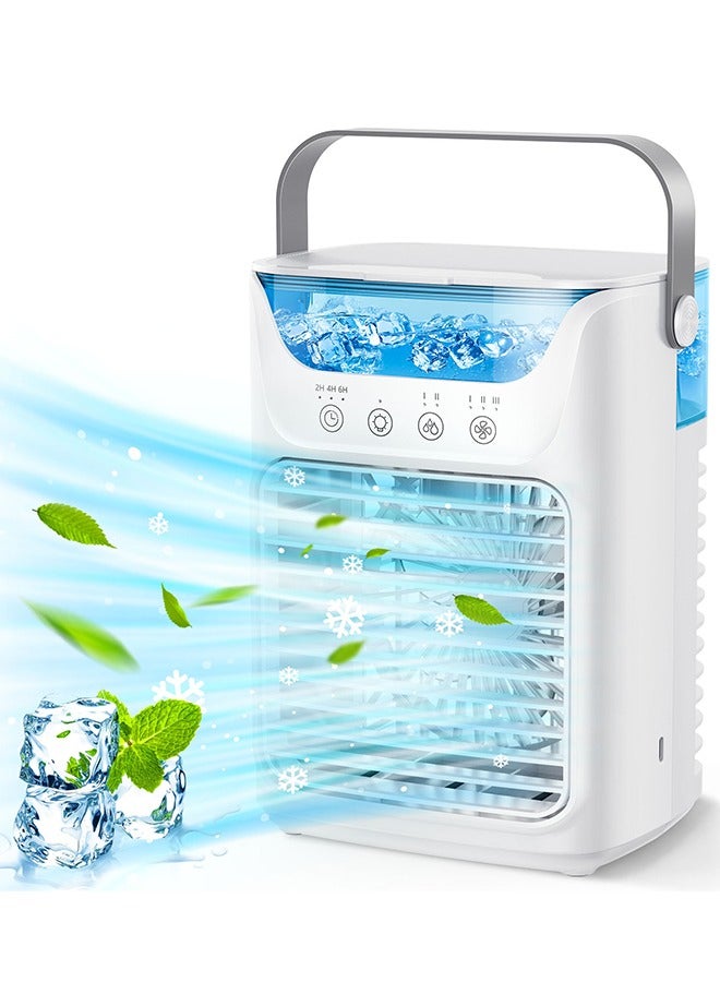 Portable Air Conditioners Cooling Fan, Evaporative Mini Air Conditioner Portable AC Unit with 3 Cool Mist & Speeds, 7 Night Light & 2-6H Timer, Personal Air Cooler for Bedroom Office Camping  - Image 1