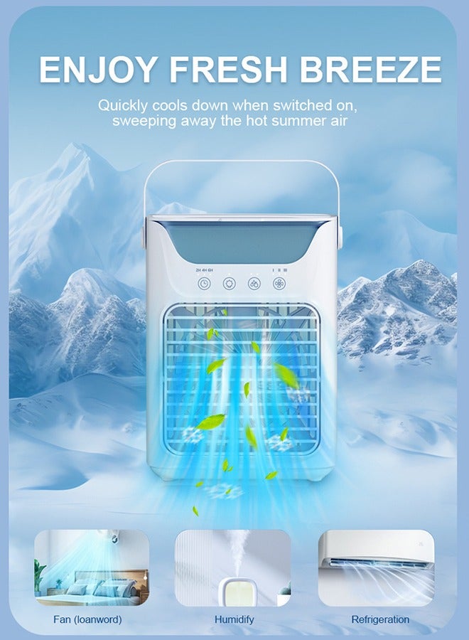 Portable Air Conditioners Cooling Fan, Evaporative Mini Air Conditioner Portable AC Unit with 3 Cool Mist & Speeds, 7 Night Light & 2-6H Timer, Personal Air Cooler for Bedroom Office Camping  - Image 3