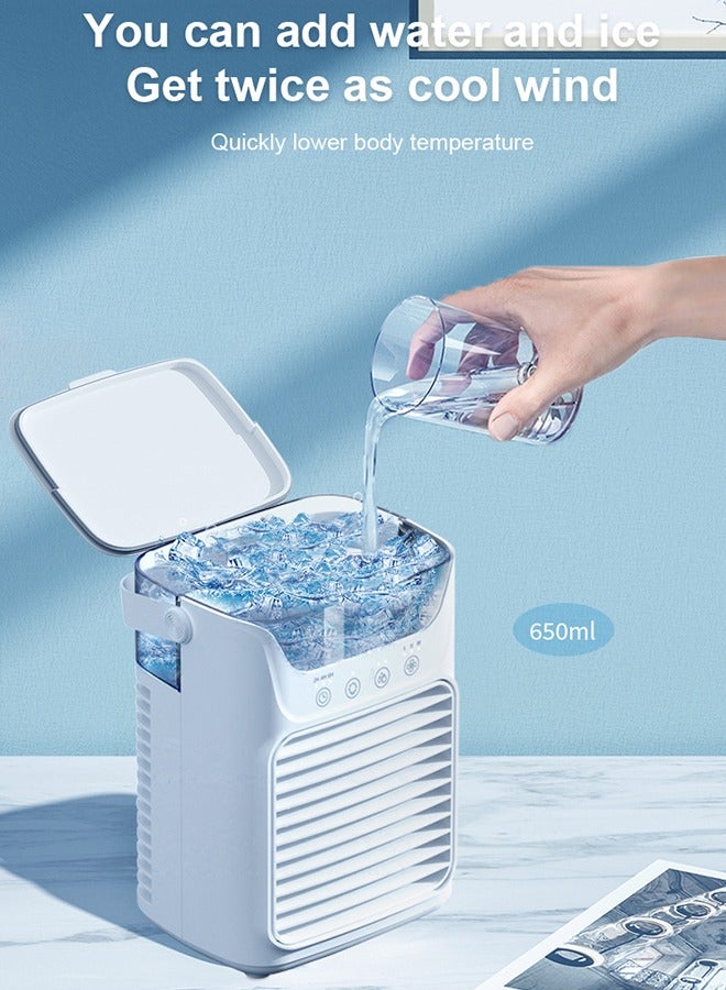 Portable Air Conditioners Cooling Fan, Evaporative Mini Air Conditioner Portable AC Unit with 3 Cool Mist & Speeds, 7 Night Light & 2-6H Timer, Personal Air Cooler for Bedroom Office Camping  - Image 5