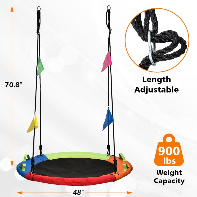 HeyZoo Tree Swing, Saucer Swing, 48 inch 900lbs Weight Capacity, with Adjustable Hanging Straps, for Backyard Outdoor, Multicolor, Circle Round Disc, Gifts for Kids - Image 4