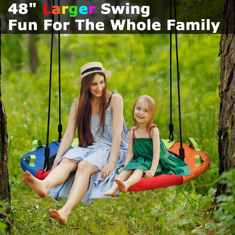 HeyZoo Tree Swing, Saucer Swing, 48 inch 900lbs Weight Capacity, with Adjustable Hanging Straps, for Backyard Outdoor, Multicolor, Circle Round Disc, Gifts for Kids - Image 5