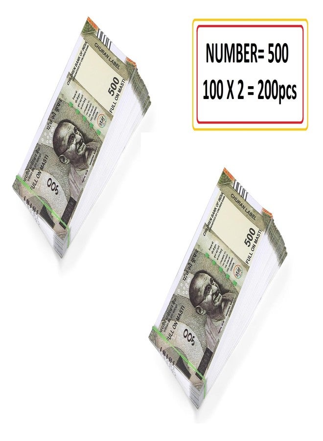 Laserbot Currency (Number 100 X 2 =200 Each) for Kids Denomination Learning Money (ONLY 500 NAKLI Note) Artificial Playing Currency, Learn Money Skills- Multi Color (200) - Image 2