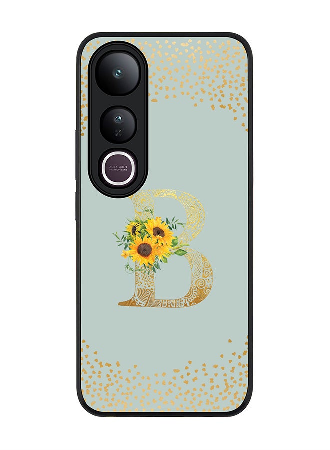 Stylizedd For vivo V50 Lite Case,Slim fit Camera Protection, Shockproof Thin Phone cover  - Custom Floral Monogram - B  (Light Grey )