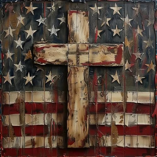 KTHOFCY 5D DIY Diamond Painting Kits for Adults American Flag Cross Full Drill Embroidery Cross Stitch Crystal Rhinestone Paintings Pictures Arts Wall Decor Painting Dots Kits 118X118 inch - Image 1