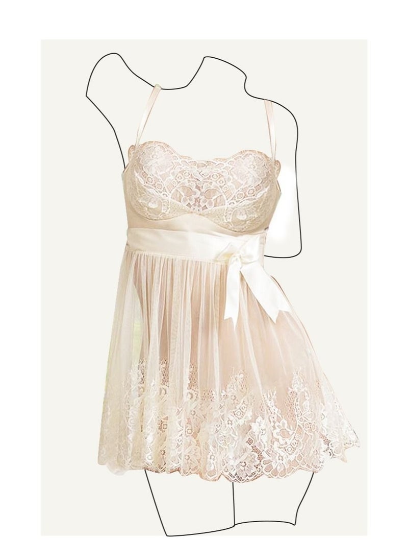 JOLLY بيجامات نسائية مطرزة بنمط Pure Sweet Suspender  - Image 1
