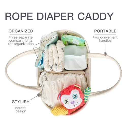 Kodomoore Diaper Caddy Organizer Empty Gift Basket for Newborn Essentials Baby Storage Basket Stylish Gift Bag for Baby Shower Boys and Girls Small WhiteBeige Brown - Image 3