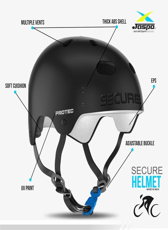 Jaspo Sx 4 Ultra Protective Set for Skating, Cycling Helmet Set with Knee Pads Elbow Pads Wrist Guards, Adjustable Helmet, Protective Gear Set for Bicycle Roller Skating Skateboarding (L, Color-Cyan) - Image 2