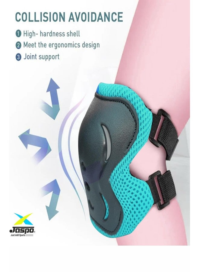 Jaspo Sx 4 Ultra Protective Set for Skating, Cycling Helmet Set with Knee Pads Elbow Pads Wrist Guards, Adjustable Helmet, Protective Gear Set for Bicycle Roller Skating Skateboarding (L, Color-Cyan) - Image 4