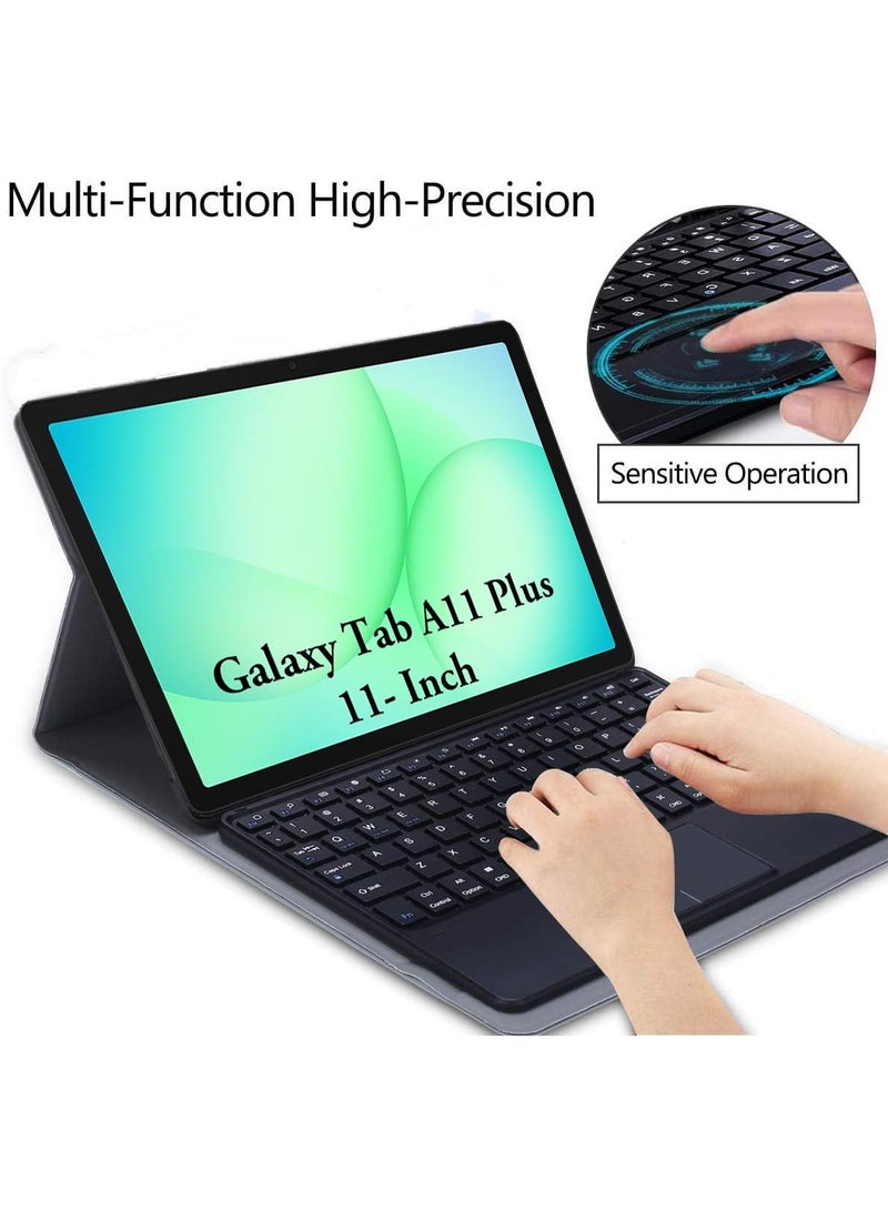حافظة لوحة مفاتيح مع لوحة لمس لجهاز سامسونج تاب A11 بلس مع حامل قلم مدمج باللون الأسود - Image 2