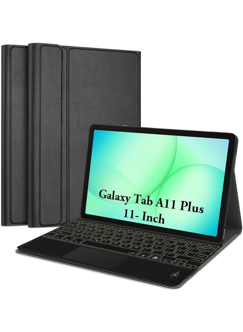 حافظة لوحة مفاتيح مع لوحة لمس لجهاز سامسونج تاب A11 بلس مع حامل قلم مدمج باللون الأسود - Image 3