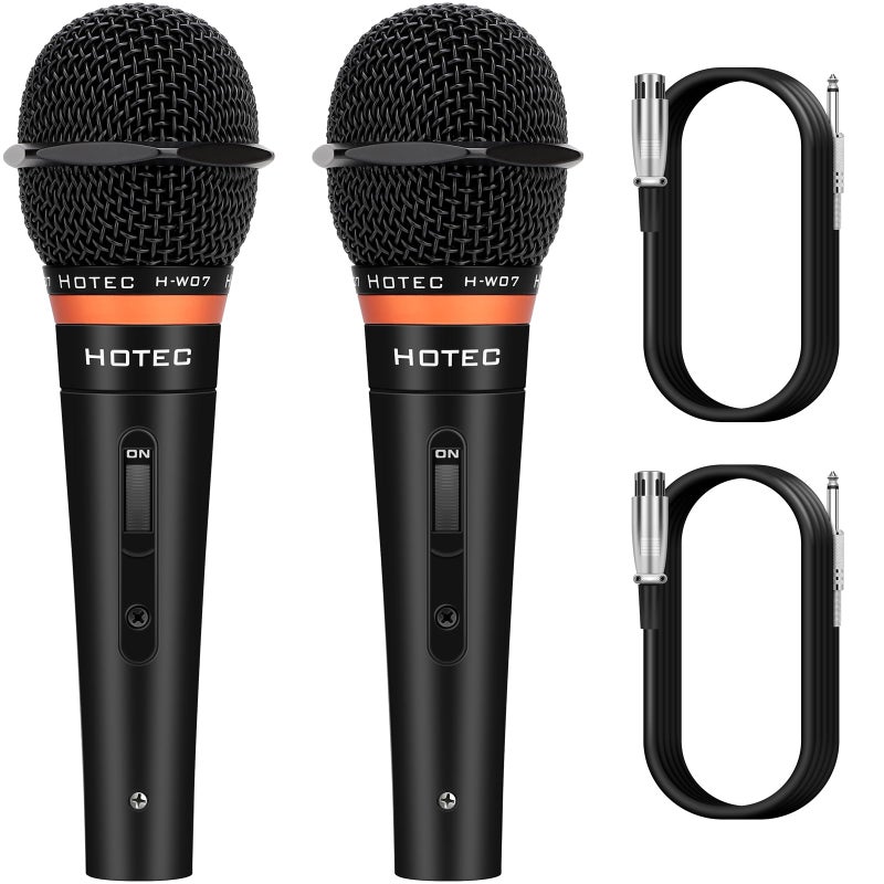HOTEC Premium Wired Vocal Dynamic Handheld Microphones - Includes 19ft Detachable XLR Cable and ON/Off Switch - 2 Pack, Metal Black - Image 1