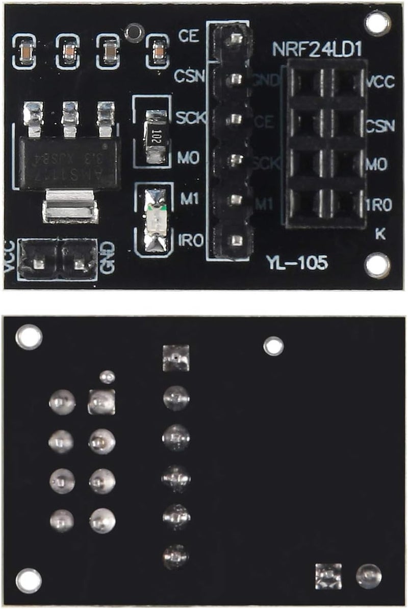 Atnsinc 2Pcs NRF24L01+PA+LNA RF Wireless Transceiver Module with SMA Antenna 2.4G 1100m & Wireless Module with Breakout Adapter On-Board 3.3V Regulator - Image 4
