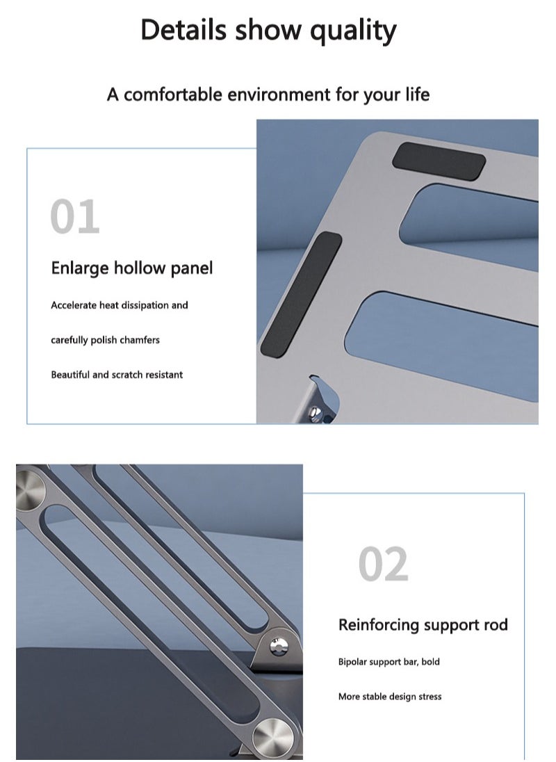 FlashHawk Aluminum Alloy Height Adjustable Laptop Stand Tablet Holder for Tablet under 17.3 inch  - Image 3