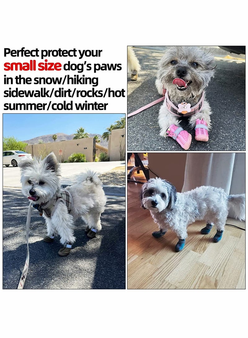 SYOSI Dog Shoes, 4 Pcs Size 5 Anti-Slip Breathable Waterproof Dog Booties, Boot Paw Protector for Small Dog, Dog Hiking Shoes with Reflective Adjustable Strap Zipper, Puppy Shoe for Hot Pavement Winter Snow  - Image 2