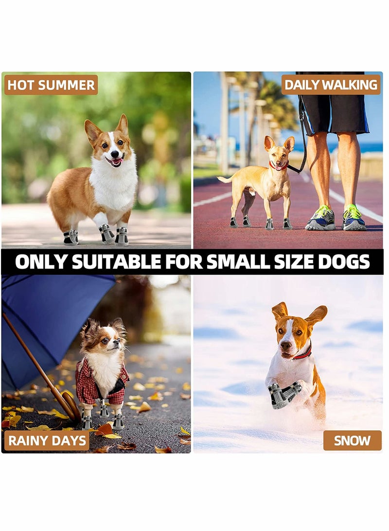 SYOSI Dog Shoes, 4 Pcs Size 5 Anti-Slip Breathable Waterproof Dog Booties, Boot Paw Protector for Small Dog, Dog Hiking Shoes with Reflective Adjustable Strap Zipper, Puppy Shoe for Hot Pavement Winter Snow  - Image 3