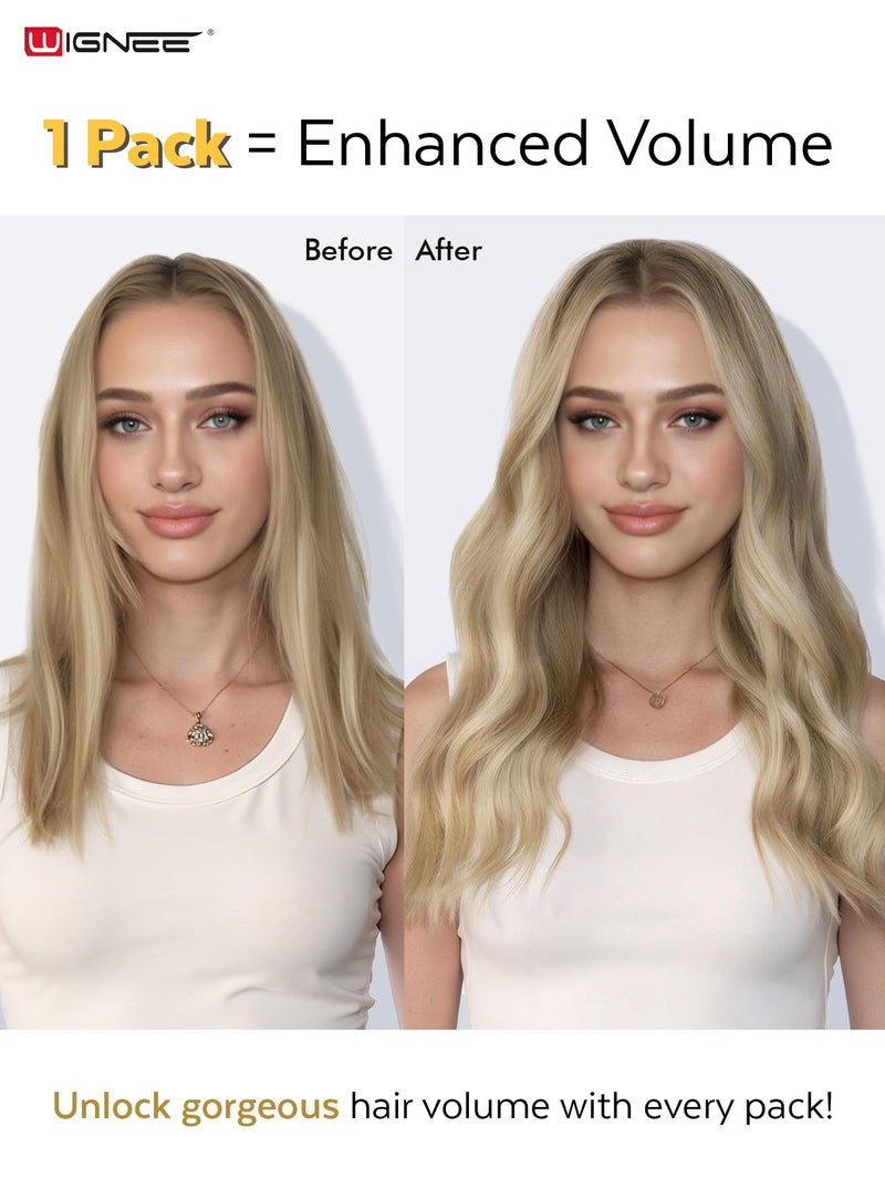 WIGNEE Double Hand Tied OVO Weft Hair Extensions Human Hair 100% Real Remy Hair Beaded Weft Hair Extensions Human Hair Glueless 18 Inch Dirty Blonde Wefts - Image 5