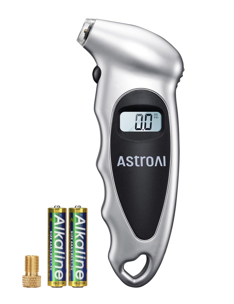 AstroAI Digital Tire Pressure Gauge 0150PSI Accurate in 01 Increments Tire Gauge with Backlit LCD and Presta Valve Adaptor 4 Units of Measurement for Car Truck Bicycle Silver 1Pack - Image 3