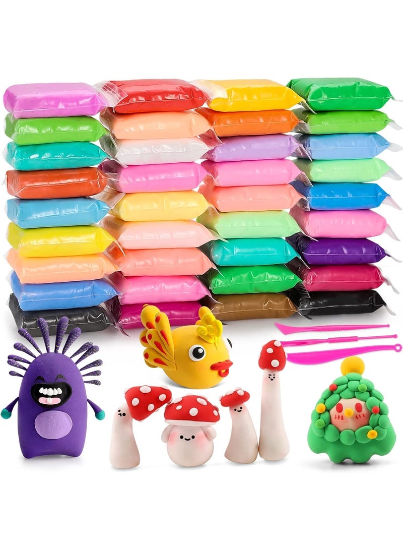 36 ألوان الهواء الجاف النمذجة الطين ، سوبر ضوء الطين السحري مع الأدوات ، آمنة وغير سامة ، هدية مثالية للأطفال - Image 1