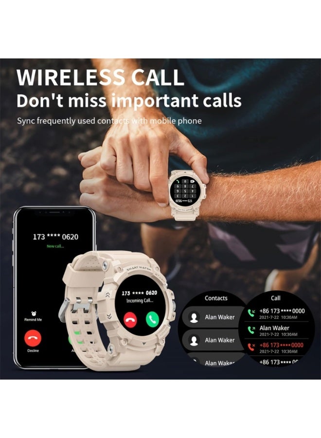 PEJE 1.39” Watch For Men,Smart Watch For Men with GPS,1ATM Waterproof Bluetooth calling Smart Watch,120+ Sport Modes, with SpO2/Heart Rate/Sleep Monitor,Smartwatch Compatible Android iOS (Beige) - Image 3