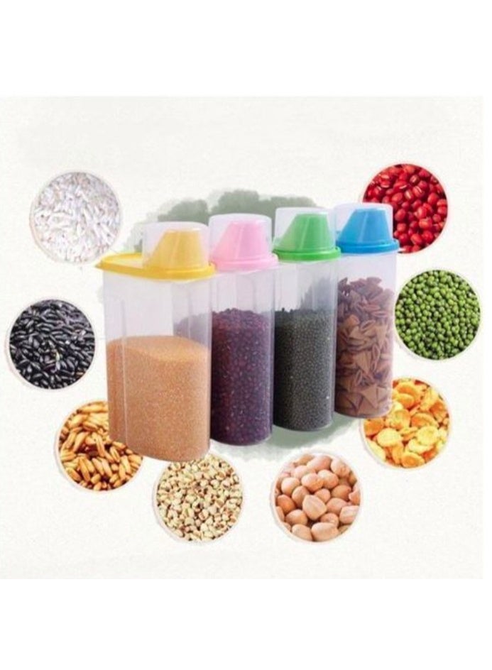 eBasket 4 pieces of legume containers with airtight lids, use a measuring cup (multi-colored), 1900ml capacity - Image 1