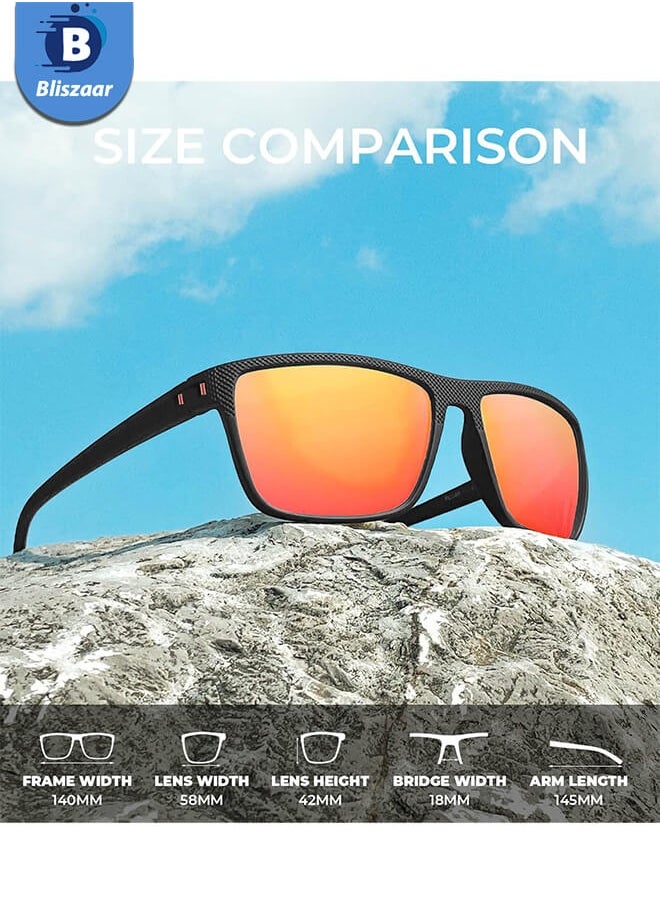 Bliszaar Polarized Sunglasses for Men (3 Packs), Lightweight Sun Glasses with UV Protection for Driving Fishing Golf, Lens Colour Black/Ice Blue/Red  - Image 4
