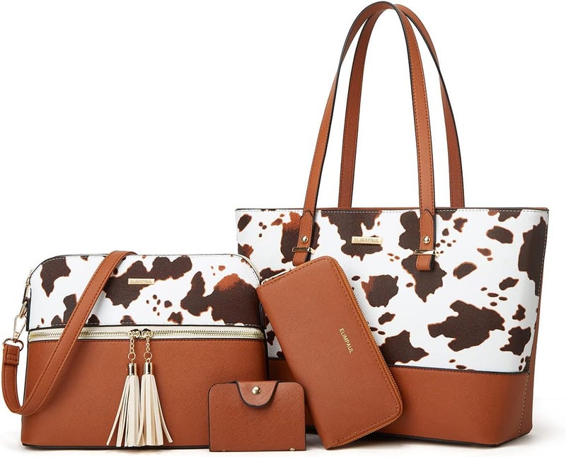 YTL Women Fashion Handbags Wallet Tote Bag Shoulder Bag Top Handle Satchel Purse Set 4pcs - Image 1