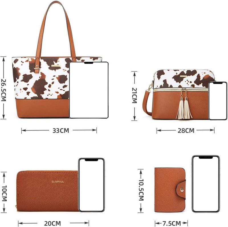YTL Women Fashion Handbags Wallet Tote Bag Shoulder Bag Top Handle Satchel Purse Set 4pcs - Image 4