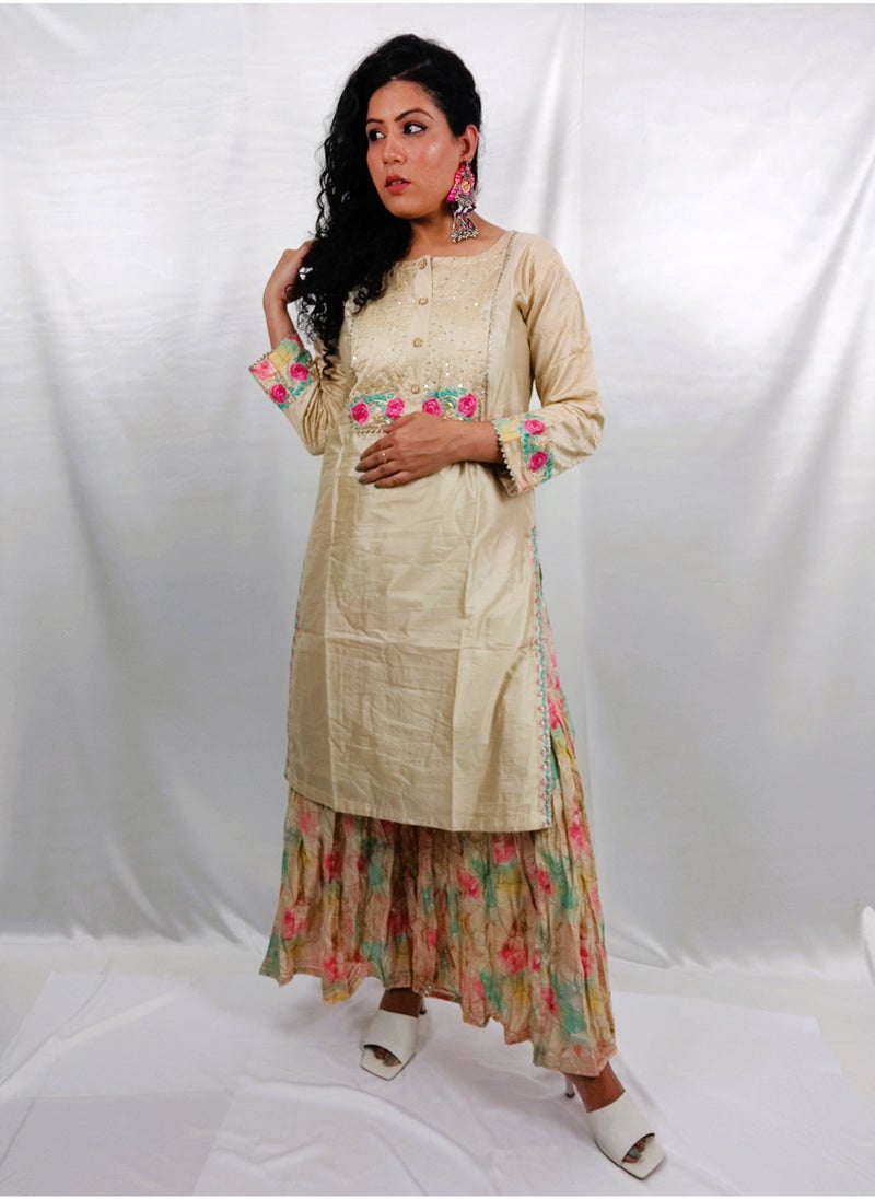 PRIYA’S PANACHE - PRIYA'S PANACHE Designer Premium Silk Fabric Kurta Plazzo Dupatta Set - Festival Traditional Ethnic Indian Partywear For Women - Image 1