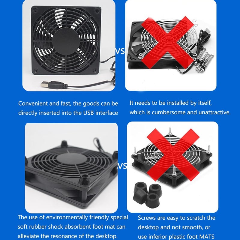 Multi Use 120mm USB Powered Fan for Enhanced Cooling of Routers, Servers, Workstations, and Gaming Laptop Stands Video Equipment Fan - Image 5