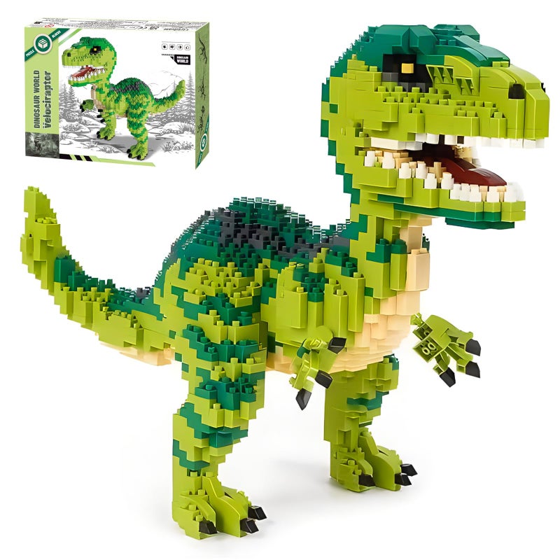 CSNRHG Dinosaur Tyrannosaurus Rex Building Blocks Velociraptor Model Decor Micro Mini Blocks Toy Birthday for Age 6 Children Adults Teens 1457 Pieces - Image 2