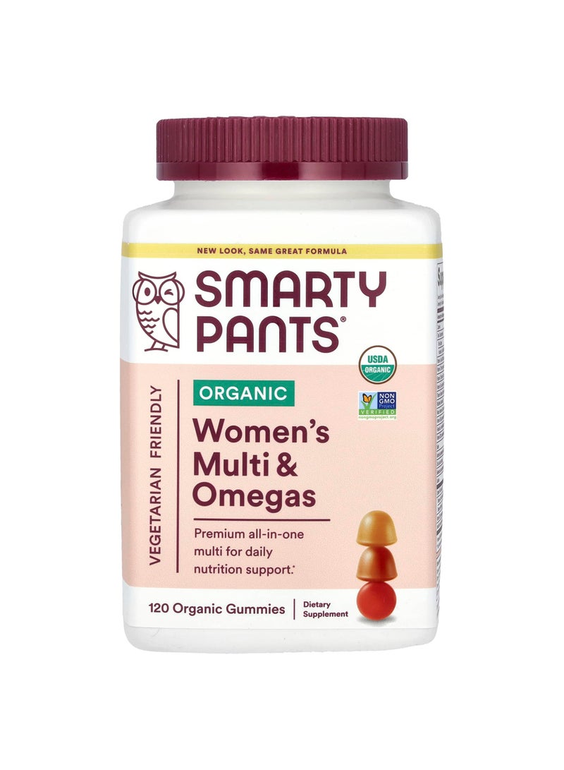 Organic Women's Multi & Omegas, Raspberries, Lemon Lime and Grape, 120 Organic Gummies