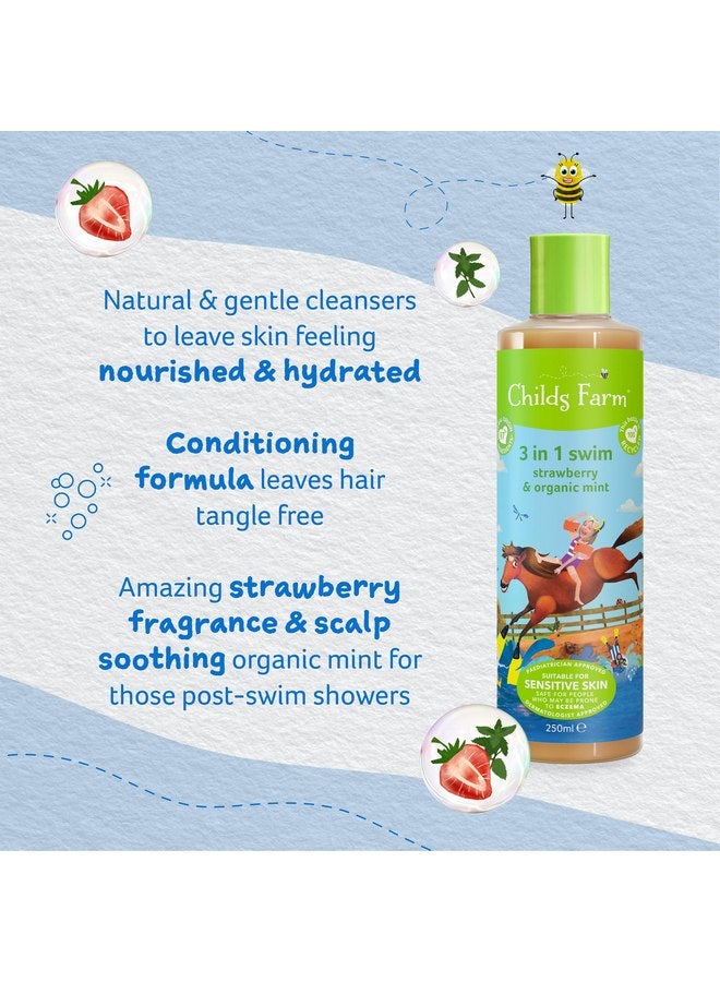 تشايلدز فارم، غسول الجسم والشامبو والبلسم 3 في 1 للأطفال، بنكهة الفراولة والنعناع العضوي، مناسب للبشرة الجافة والحساسة والمعرضة للإكزيما، 8.4 أونصة سائلة - Image 3