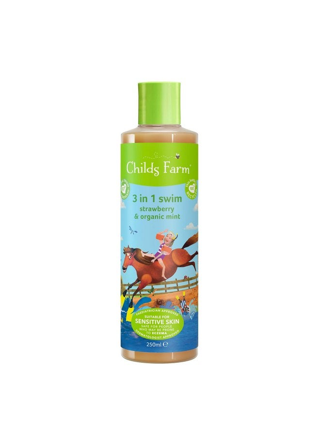 تشايلدز فارم، غسول الجسم والشامبو والبلسم 3 في 1 للأطفال، بنكهة الفراولة والنعناع العضوي، مناسب للبشرة الجافة والحساسة والمعرضة للإكزيما، 8.4 أونصة سائلة - Image 1