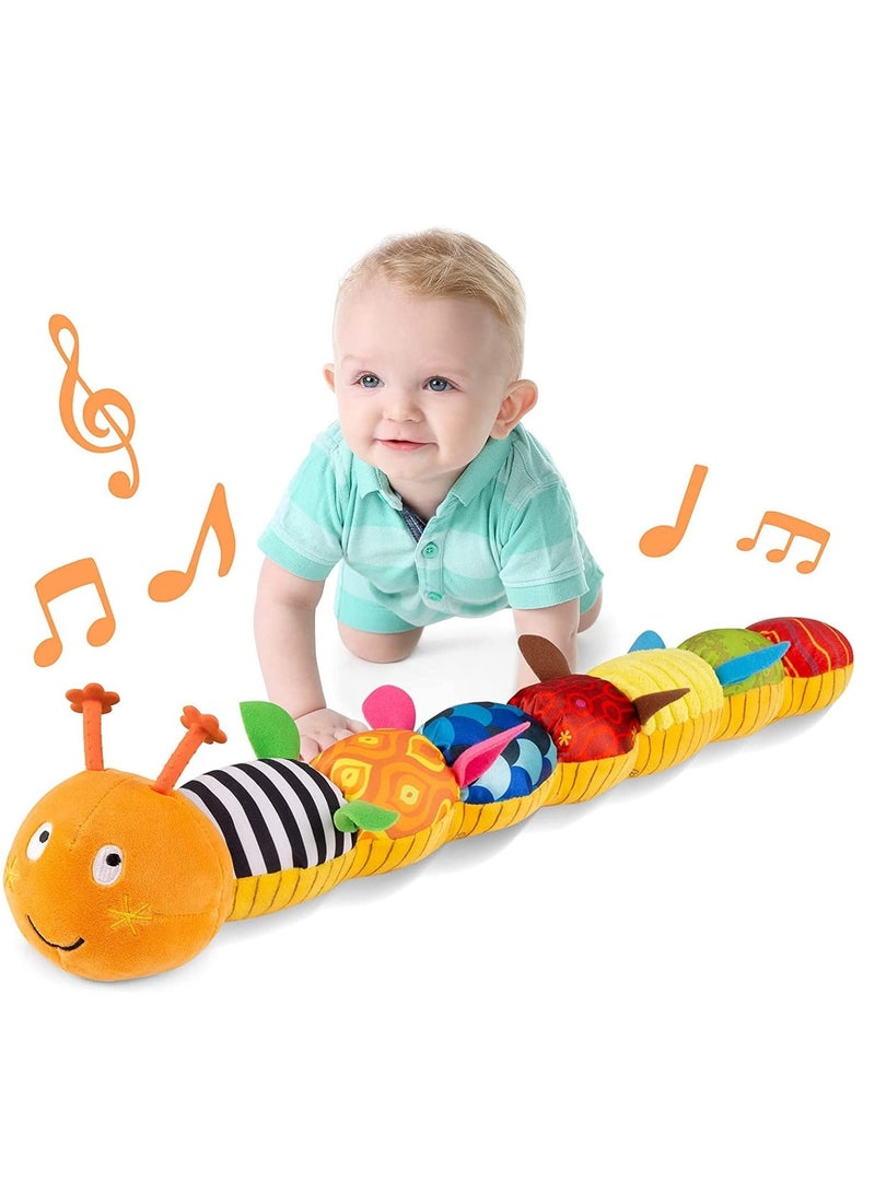 Chulovs Musical Caterpillar Baby Toys Soft Stuffed Animal Infant Teething Toys with Ruler Design and Ring Bell for Sensory Development and Everyday Play - Image 1