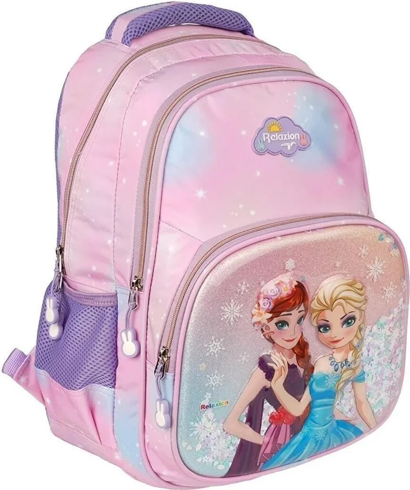 Relaxion Girl's Embossed Figured and Sequined 3-Piece Set Primary School Backpack with Nutrition and Pen Holder RLX1370